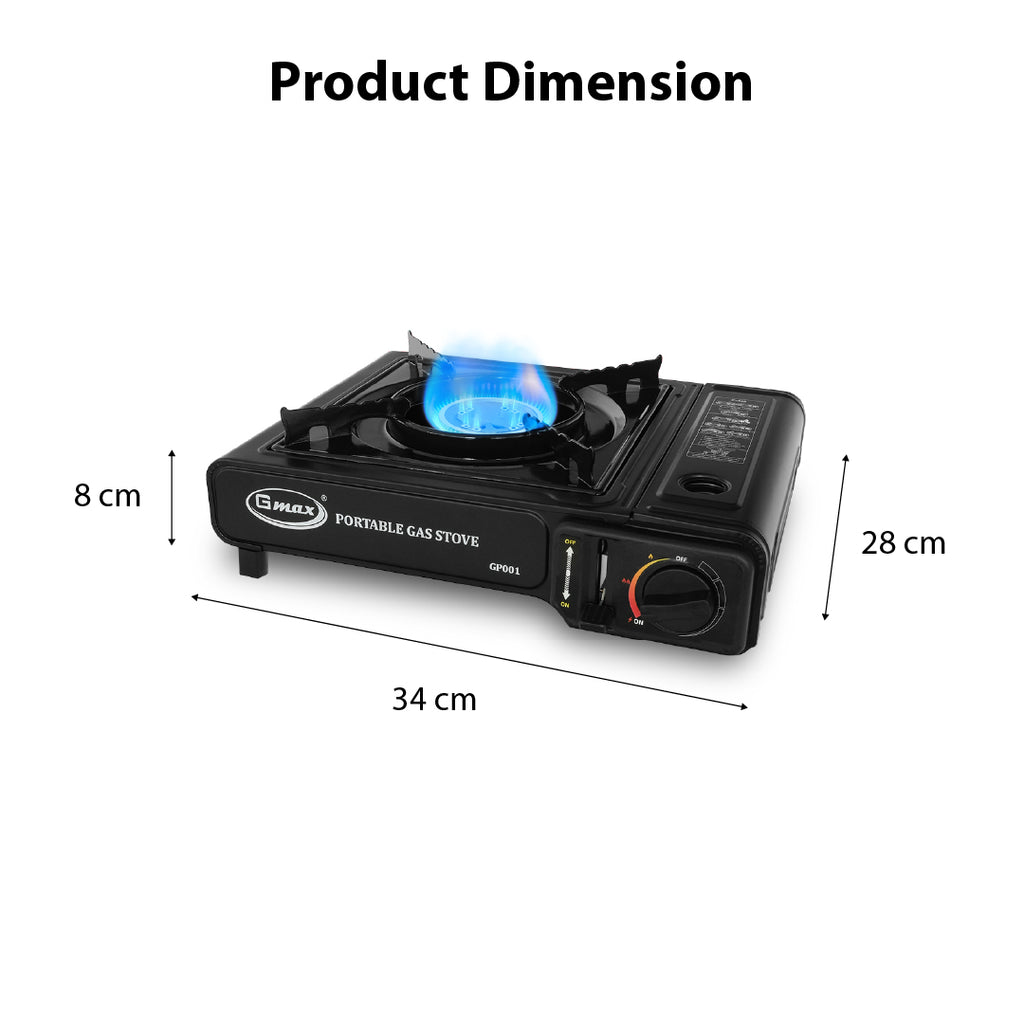 Gmax GP-001 Portable Picnic Gas Stove - 2.1kW Dual-Fuel with Carrying Case