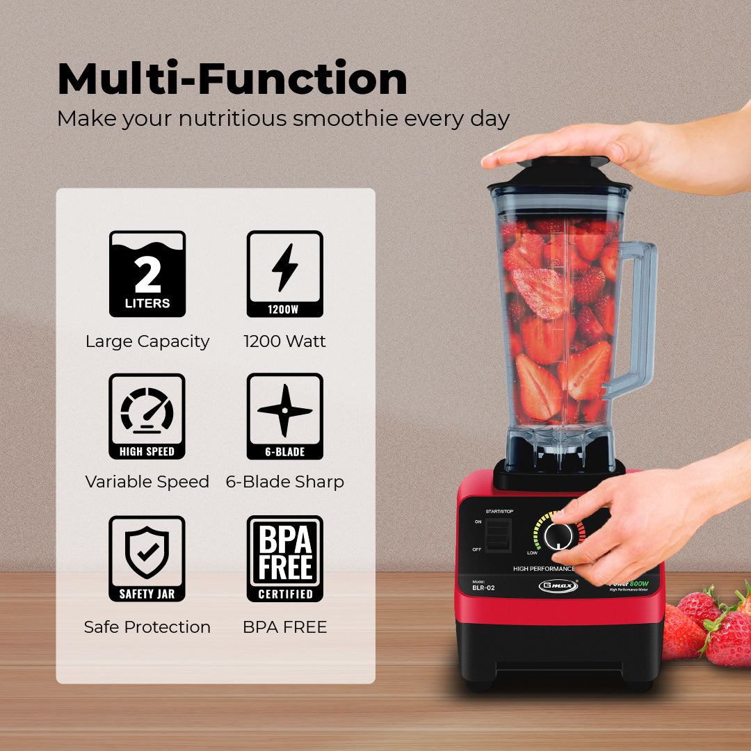 Gmax BLR-02N Professional High-Speed Blender 2.0L 800W with Dry Grinder