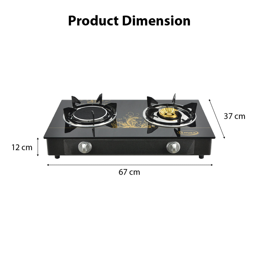 Gmax Gas Stove Infrared+Brass 2 Burner GL-702BI