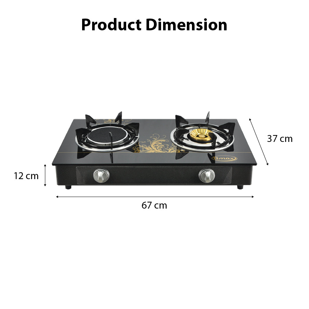 Gmax Gas Stove Infrared+Brass 2 Burner GL-702BI