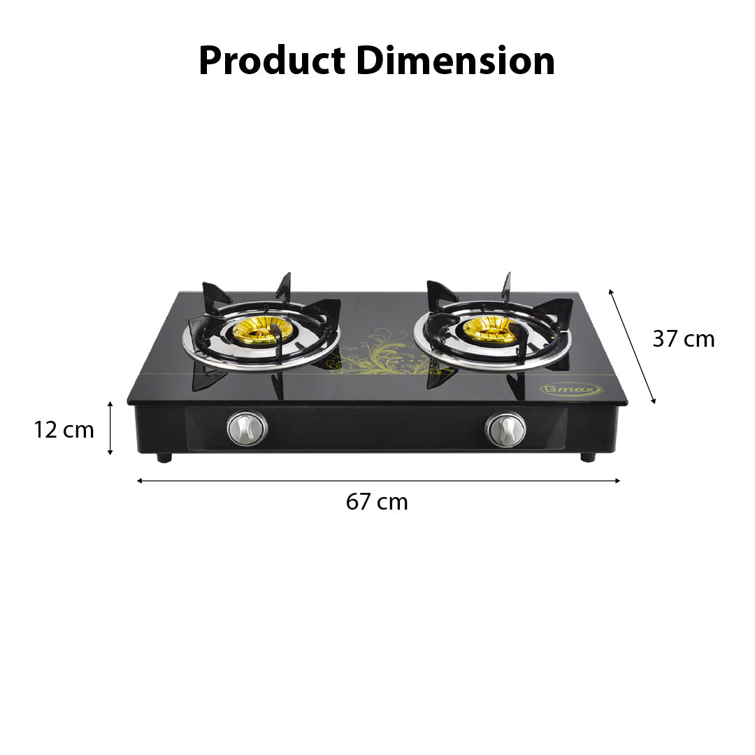 Gmax Gas Stove Brass 2 Burner GL-702BR
