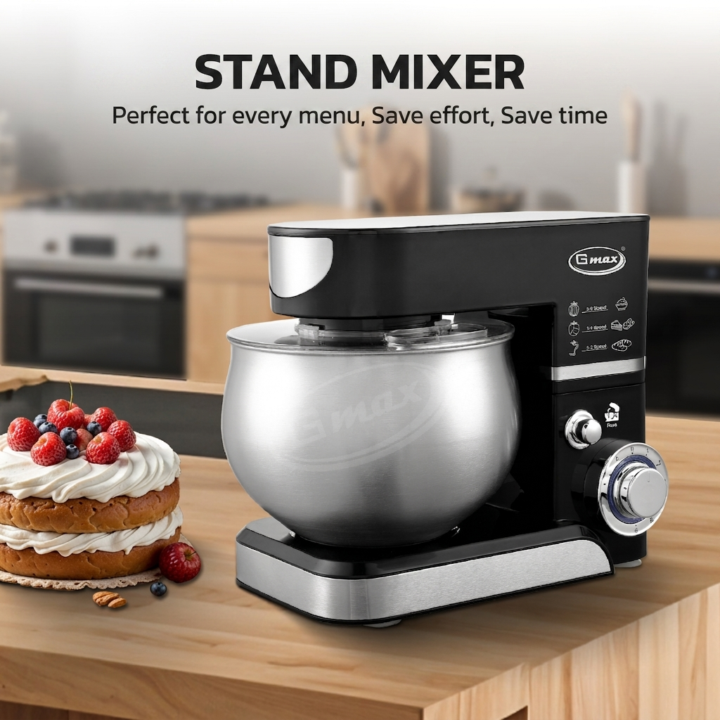 Gmax FM-205A Professional Stand Mixer - 5.0L 1000W 6-Speed with Pulse