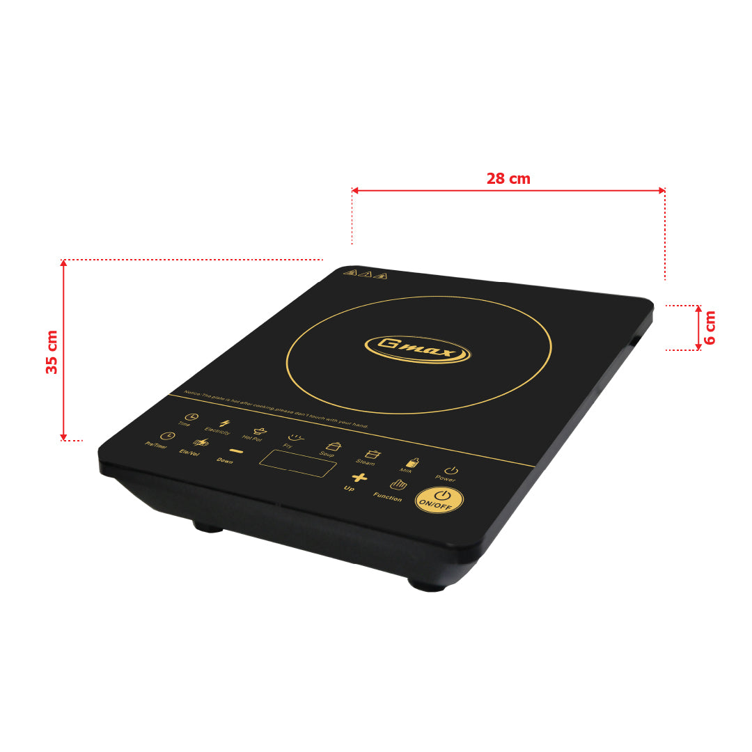 Gmax IC-C12 Induction Cooker - 1650W Touch Control with Crystal Plate