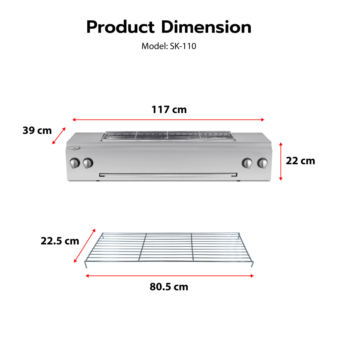 Gmax SK-110 Silver Fan-Assisted Smokeless Infrared Grill