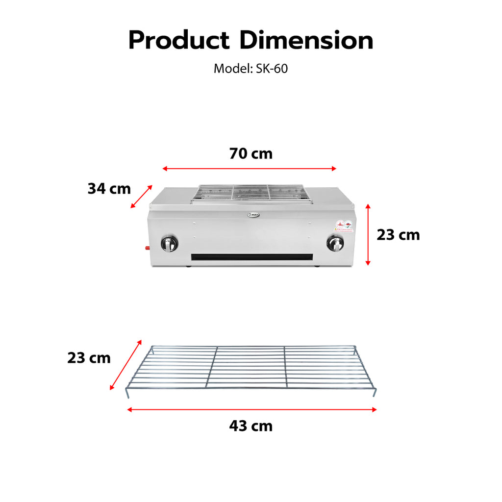 Gmax SK-60 Silver Fan-Assisted Smokeless Infrared Grill