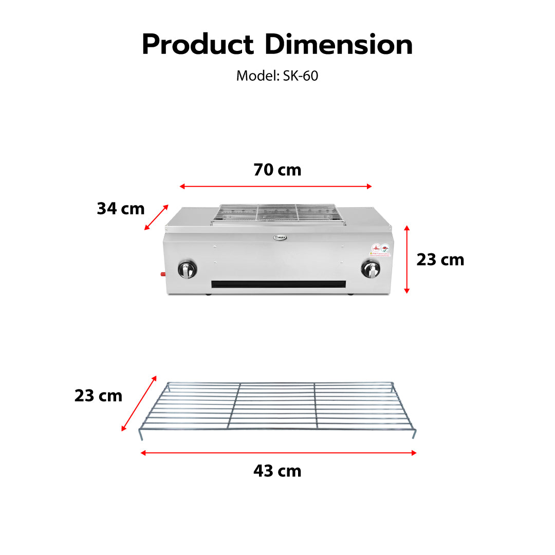 Gmax SK-60 Silver Fan-Assisted Smokeless Infrared Grill