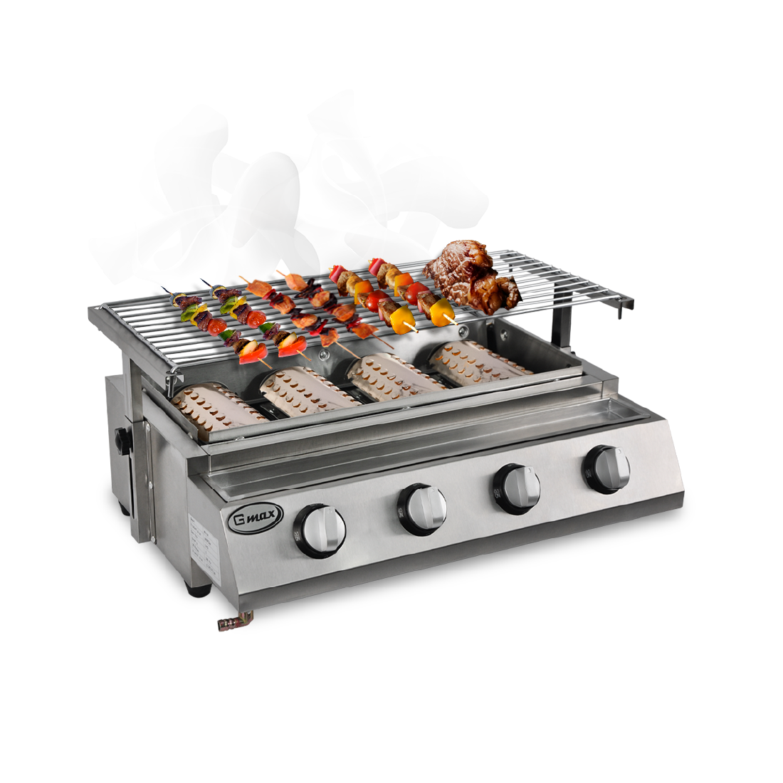 Gmax WX-104S Smokeless Infrared Gas Grill 4 Burner - Silver Edition