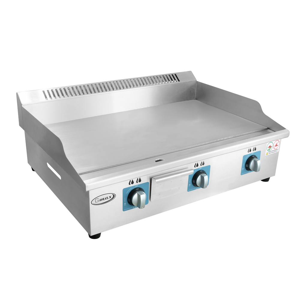 Gmax ZL-701 commercial gas griddle side angle view