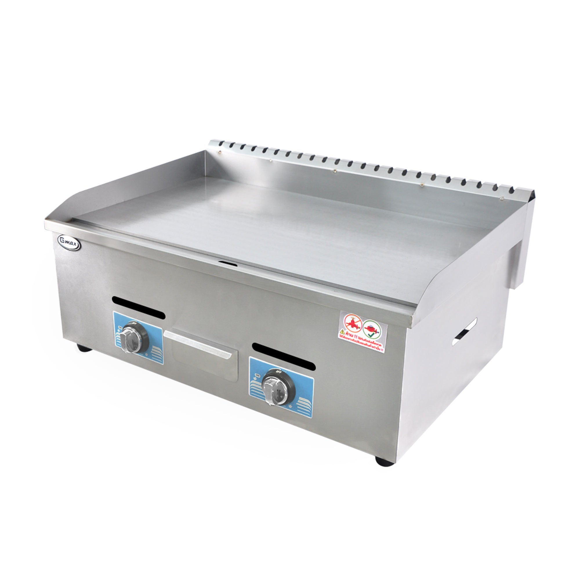 Gmax ZL-718 commercial gas griddle angled front view